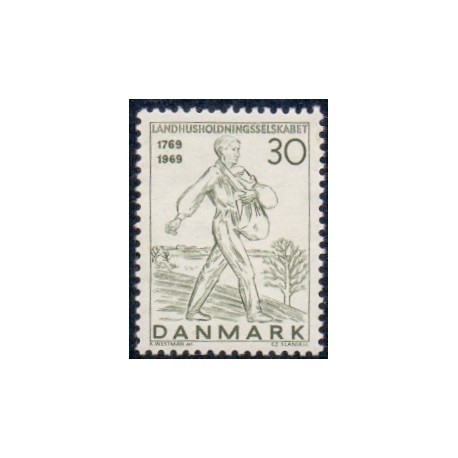 1969. Kgl. danske Landhusholdningsselskab. AFA nr. 477 postfrisk   Stemplet FDC