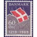 1969. Dannebrog 750 år . AFA nr. 484 postfrisk  Stemplet FDC