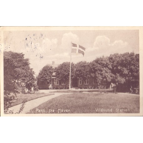 Vildsund Station. Parti fra Haven, brugt med stjernestempel Kirke-Stillinge (Buchholz)