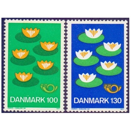 1977. Nordisk Råd. mat gummi. AFA nr. 631-32 postfrisk  stemplet FDC
