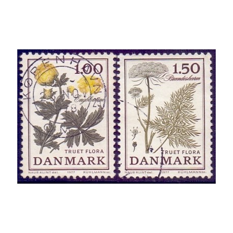 1977. Truet Flora. AFA nr. 649-50 postfrisk  stemplet FDC