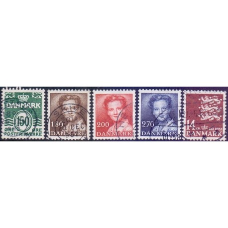 1982. Suppleringsværdier og farveændringer. AFA nr. 749-53 postfrisk   Stemplet FDC