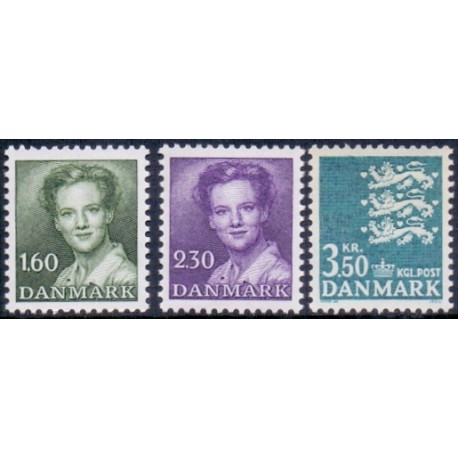1982. Suppleringsværdier og farveændringer. AFA nr. 756-58 postfrisk   Stemplet FDC