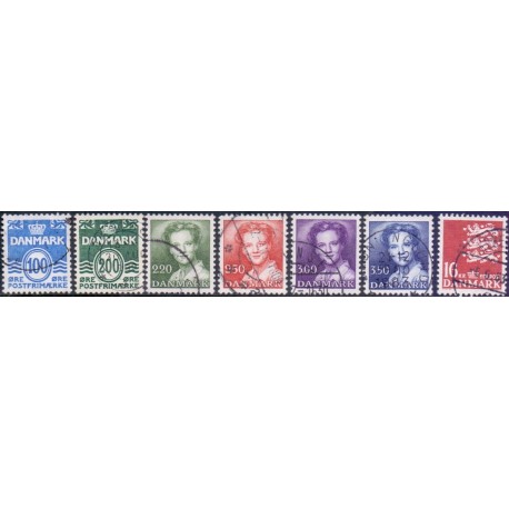 1983. Suppleringsværdier og farveændringer. AFA nr. 771-77 postfrisk  Stemplet FDC