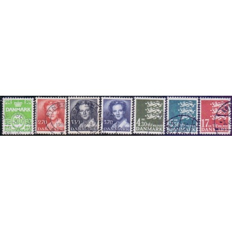 1984. Suppleringsværdier og farveændringer. AFA nr. 789-95 postfrisk  Stemplet FDC