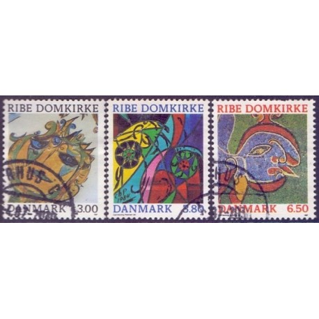 1987. Ribe Domkirke. AFA nr. 879-81 postfrisk   Stemplet FDC
