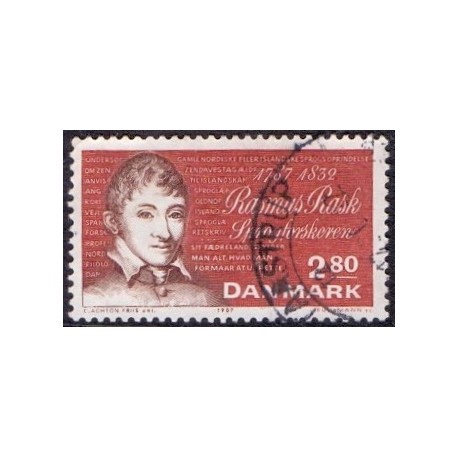 1987. Rasmus Rask. AFA nr. 892 postfrisk  Stemplet FDC