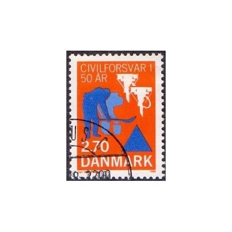 1988. Civilforsvarsstyrelsens 50 år. AFA nr. 908 postfrisk  Stemplet FDC