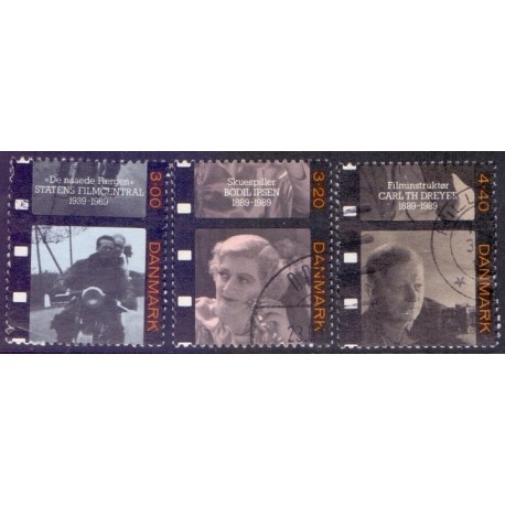 1989. Dansk Film. AFA nr. 946-48 postfrisk enkeltmærker   Stemplet FDC