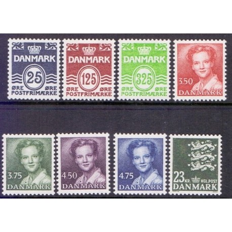 1990. Suppleringsværdier og farveændringer. AFA nr. 952-59 postfrisk    Stemplet FDC