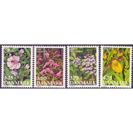 1990. Dansk flora. AFA nr. 970-73 postfrisk    Stemplet FDC