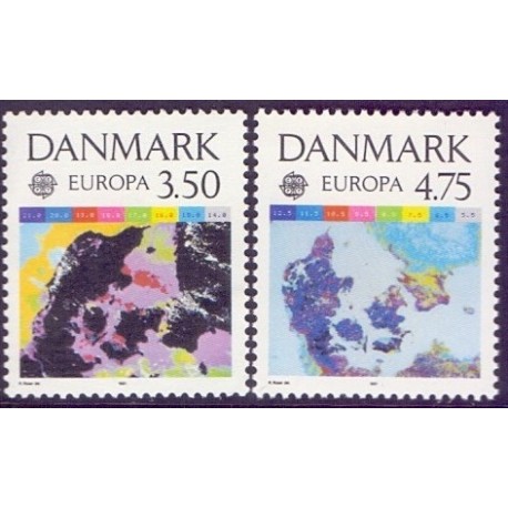 1991. Europamærker / CEPT. AFA nr. 989-90 postfrisk      Stemplet FDC