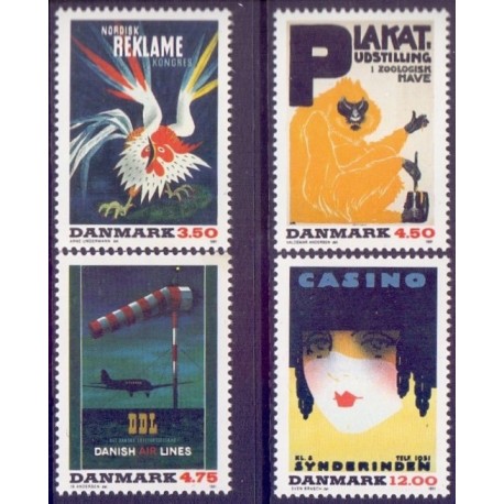 1991. Plakatkunst. AFA nr. 999-1002 postfrisk         Stemplet FDC