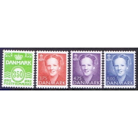 1992. Suppleringsværdier og farveændringer. AFA nr. 1016-19 postfrisk     Stemplet FDC