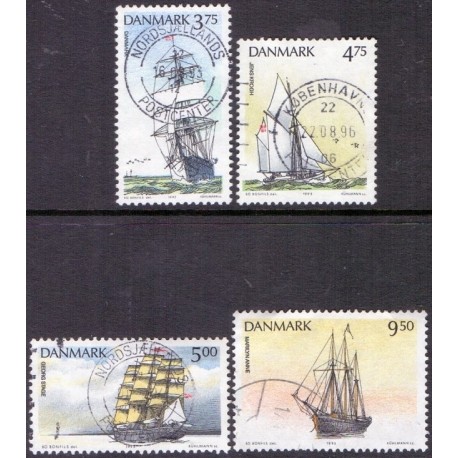 1993. Sejlskibe.  AFA nr. 1045-48 postfrisk        Stemplet FDC