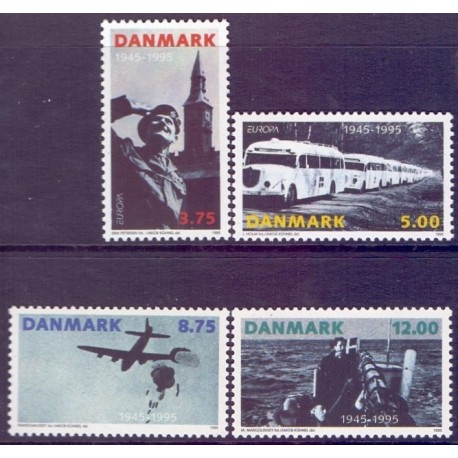 1995. 50-året for befrielsen. AFA nr. 1091-94  postfrisk      Stemplet FDC