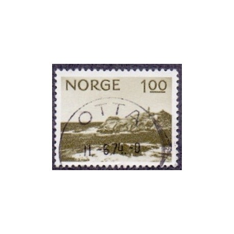Norges 1974. 1 kr. Olivgrå pragt stemplet