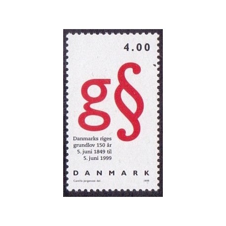 1999. Grundloven 150 år. AFA nr. 1217 postfrisk    Stemplet FDC