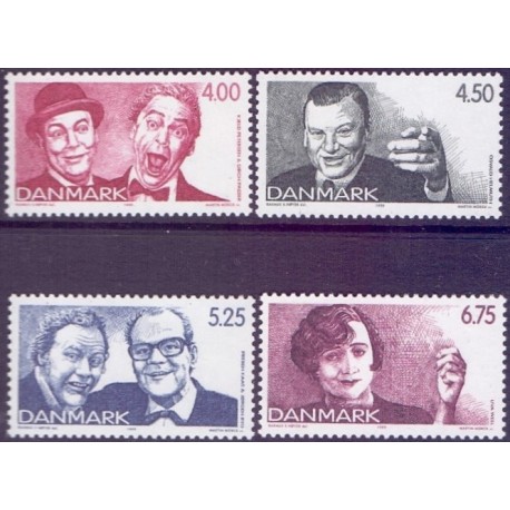 1999. Dansk revy 150 år. AFA nr. 1212-15 postfrisk     Stemplet FDC