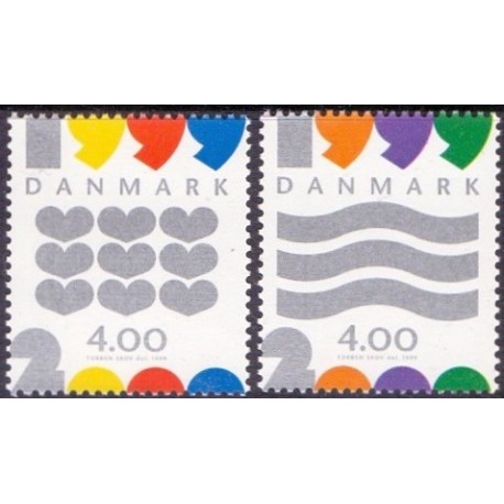 1999. Millenniumfrimærker. AFA nr. 1232-33 postfrisk     Stemplet FDC