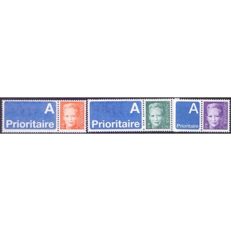 2000. Dr. Margrethe Ny Dagligserie AFA 1244v, 1245v, 1247v,  postfrisk Stemplet