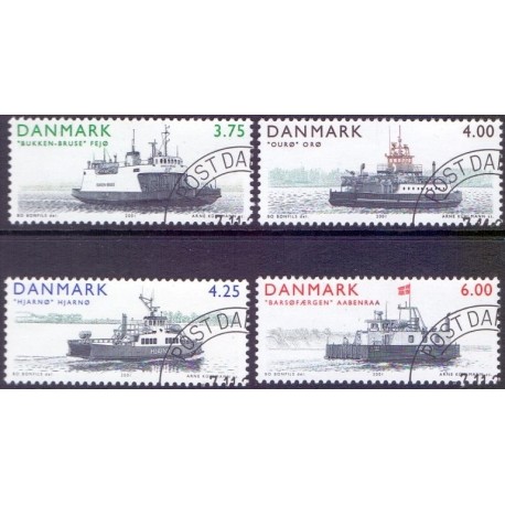 2001. Færger, AFA 1299-1302, komplet postfrisk Stemplet