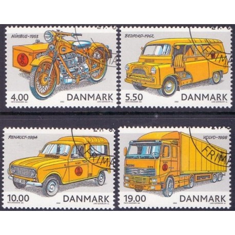 2002. Postkøretøjer, AFA 1321-24, komplet postfrisk Stemplet