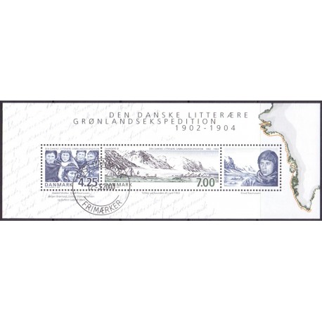 2003. Grønlandsekspeditionen, AFA 1348, postfrisk miniark Stemplet FDC
