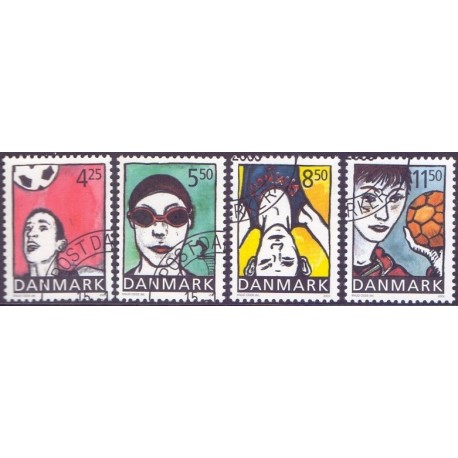 2003. Sport og ungdom, AFA 1342-45, komplet postfrisk stemplet FDC