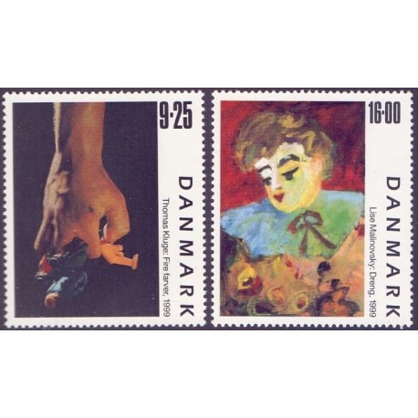 1999. Frimærkekunst. AFA nr. 1218-19 postfrisk     Stemplet FDC