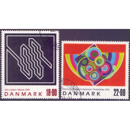 2001. Frimærkekunst, AFA 1292-93, postfrisk Stemplet
