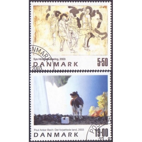 2003. Frimærkekunst, AFA 1361-62, postfrisk Stemplet FDC