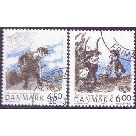 2004. Nordisk mytologi, AFA 1384-85, postfrisk Stemplet FDC