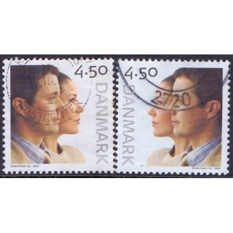 2004. Kongeligt bryllup, AFA 1388-89, postfrisk Stemplet FDC