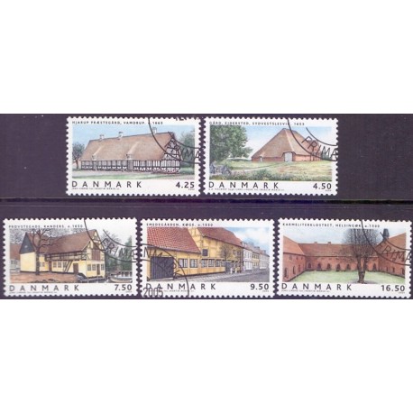2005. Danske boliger IV, AFA 1417-21, postfrisk Stemplet FDC
