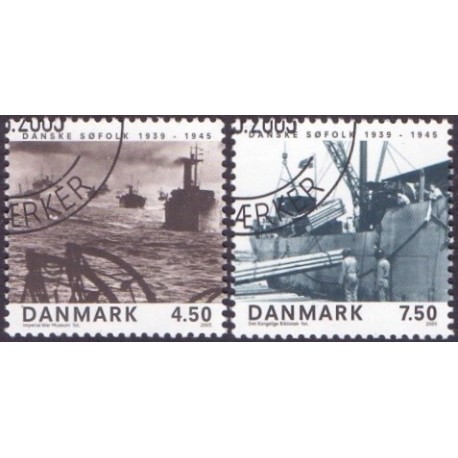 2005. Danske søfolk 1939-1945 , AFA 1435-36, postfrisk Stemplet FDC