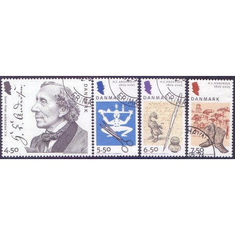 2005. H.C. Andersen's fødsel, AFA 1422-25, postfrisk Stemplet FDC