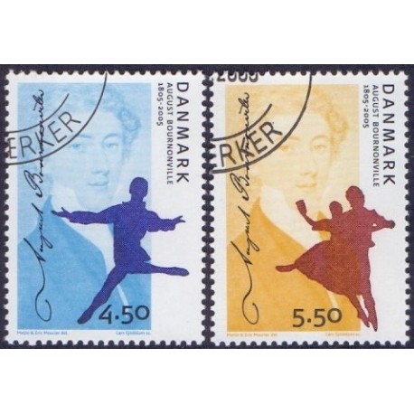 2005. August Bournonville's fødsel, AFA 1432-33, postfrisk Stemplet FDC
