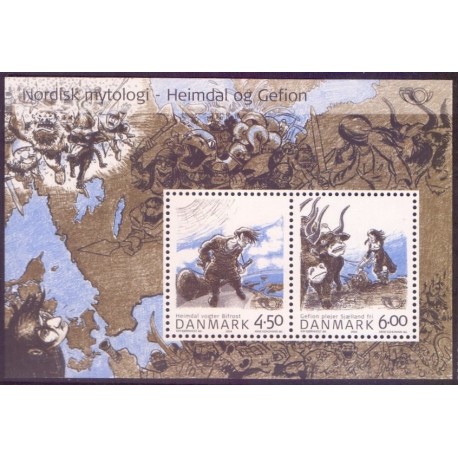 2004. Nordisk mytologi, AFA 1386, i postfrisk miniark Stemplet FDC