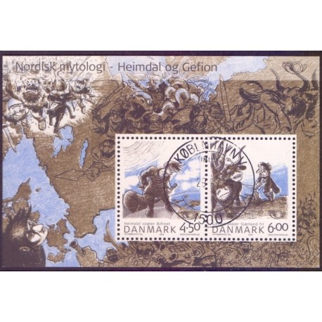 2004. Nordisk mytologi, AFA 1386, i postfrisk miniark Stemplet FDC