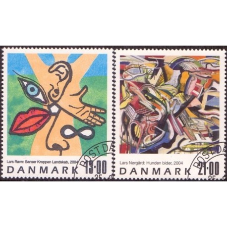 2004. Frimærkekunst, AFA 1398-99, postfrisk Stemplet FDC