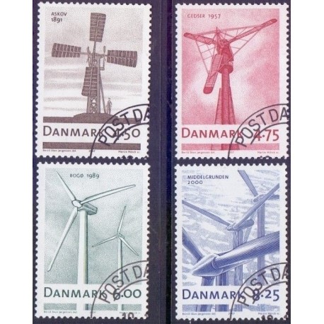 2007. Danske vindmøller, AFA nr. 1492-95, postfrisk   Stemplet FDC