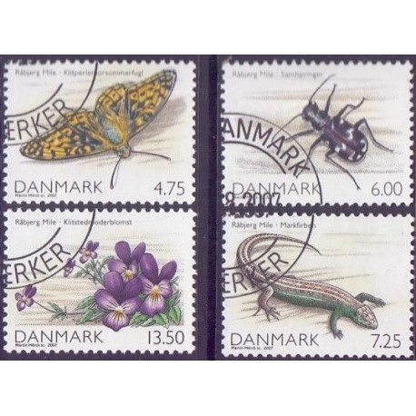 2007. Danmarks natur, AFA nr. 1512-15, postfrisk   Stemplet FDC