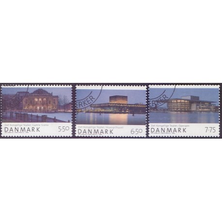 2008. Den danske nationalscene, AFA nr. 1526-28, postfrisk   Stemplet FDC