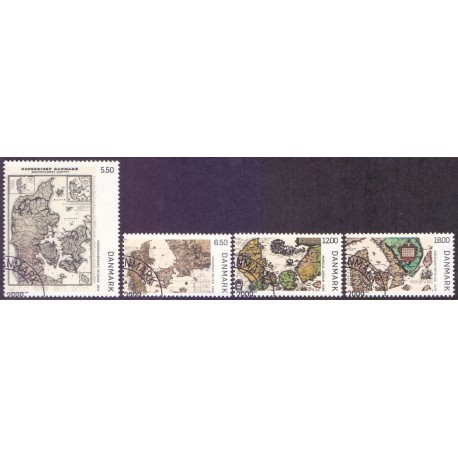 2009. Gamle Danmarkskort, AFA nr. 1585-88, postfrisk  Stemplet FDC