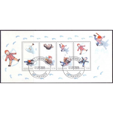 2009. Leg i sneen, AFA nr. 1599, i postfrisk miniark  Stemplet FDC