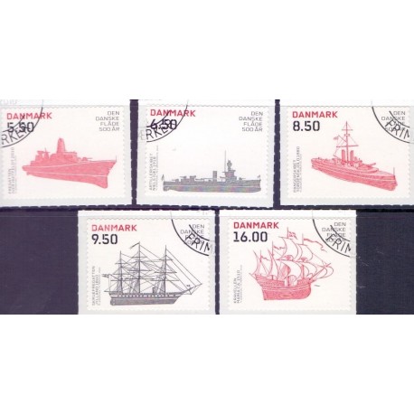 2010. Den danske flåde 500år. AFA nr. 1620E-24E,  postfrisk  Stemplet FDC