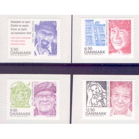 2010. Store danskere 3. AFA nr. 1632E-35E,  postfrisk  Stemplet FDC