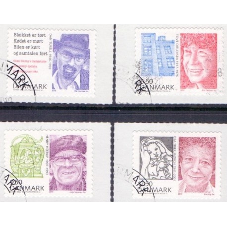 2010. Store danskere 3. AFA nr. 1632E-35E,  postfrisk  Stemplet FDC