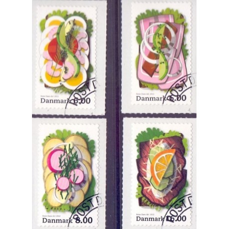 2012. Smørrebrød. AFA nr. 1701-04,  postfrisk Stemplet FDC